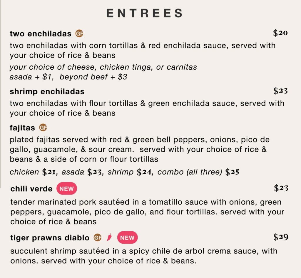 Menu - VIDA Modern Mexican + Tequila